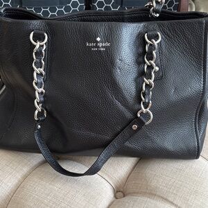 Kate Spade Black Leather Shoulder Bag with Chain Detail